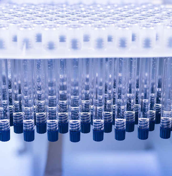 Close-up of liquid being pipetted into a test tube in the laboratory